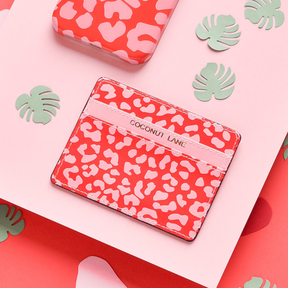Red & Pink Leopard Card Holder by Coconut Lane