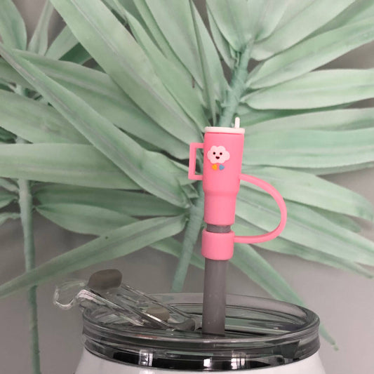 Straw Cover Pink Tumbler Accessories
