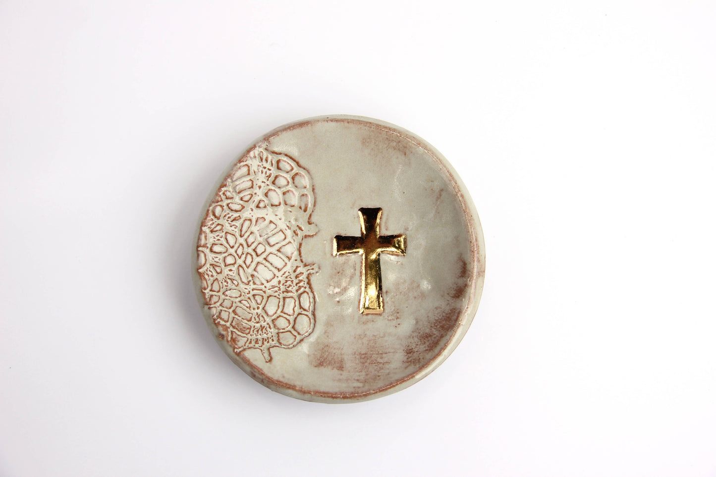Prodigal Pottery - Gold Cross Ring Dish
