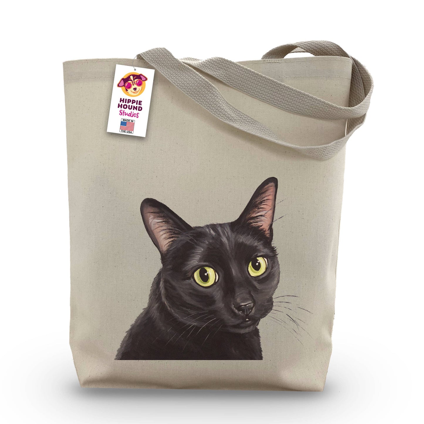 Black Cat Tote Bag, Black Cat Gusset Tote Bag, Cat Tote Bag