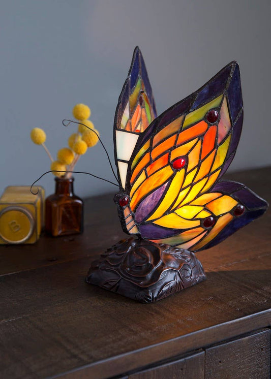River of Goods - 9.5"H Luella Red Butterfly Wings Accent Lamp