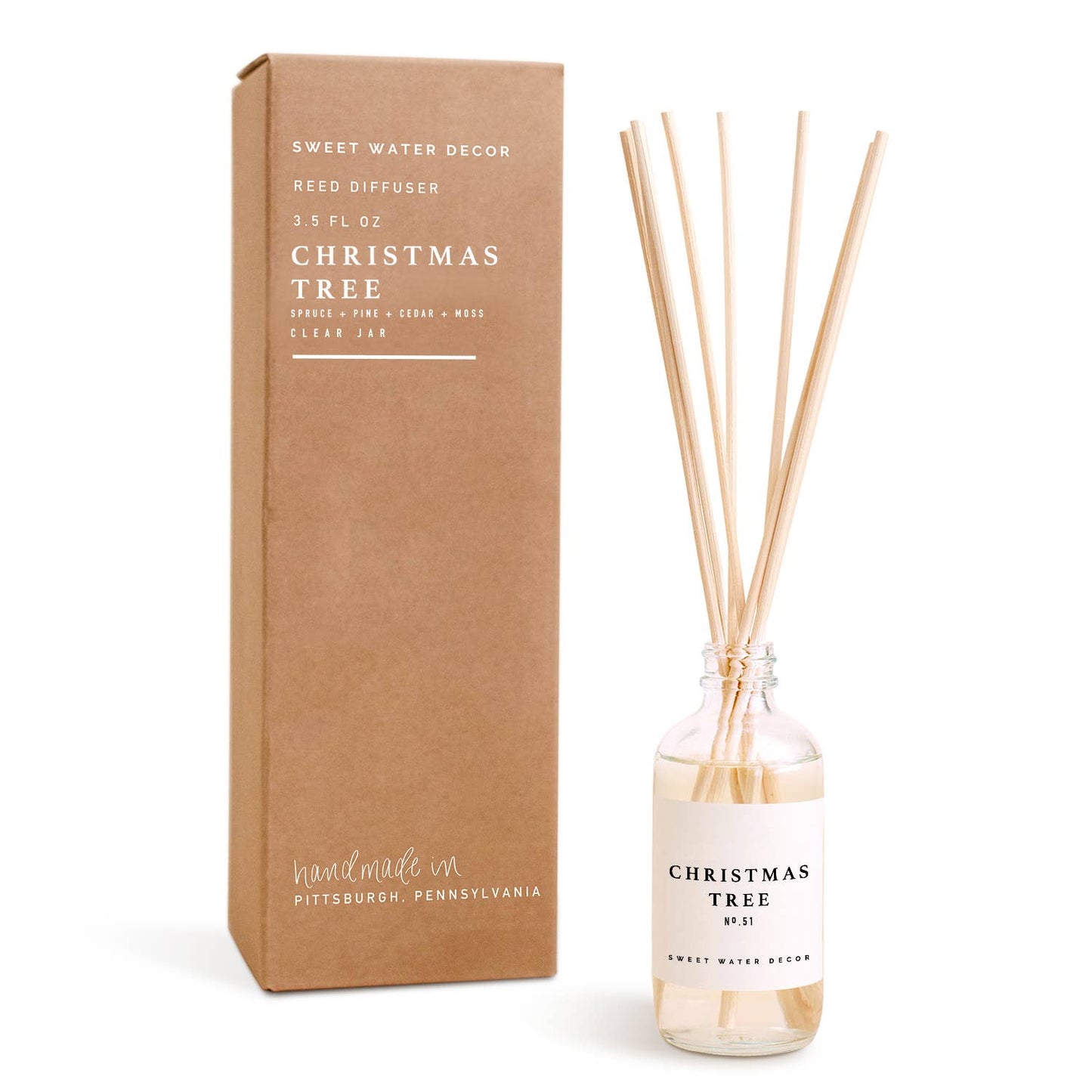 Sweet Water Decor - Christmas Tree Reed Diffuser - Clear Jar - 3.5 oz
