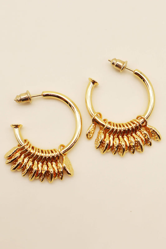 Exaggerated Gold Nugget Round Earrings