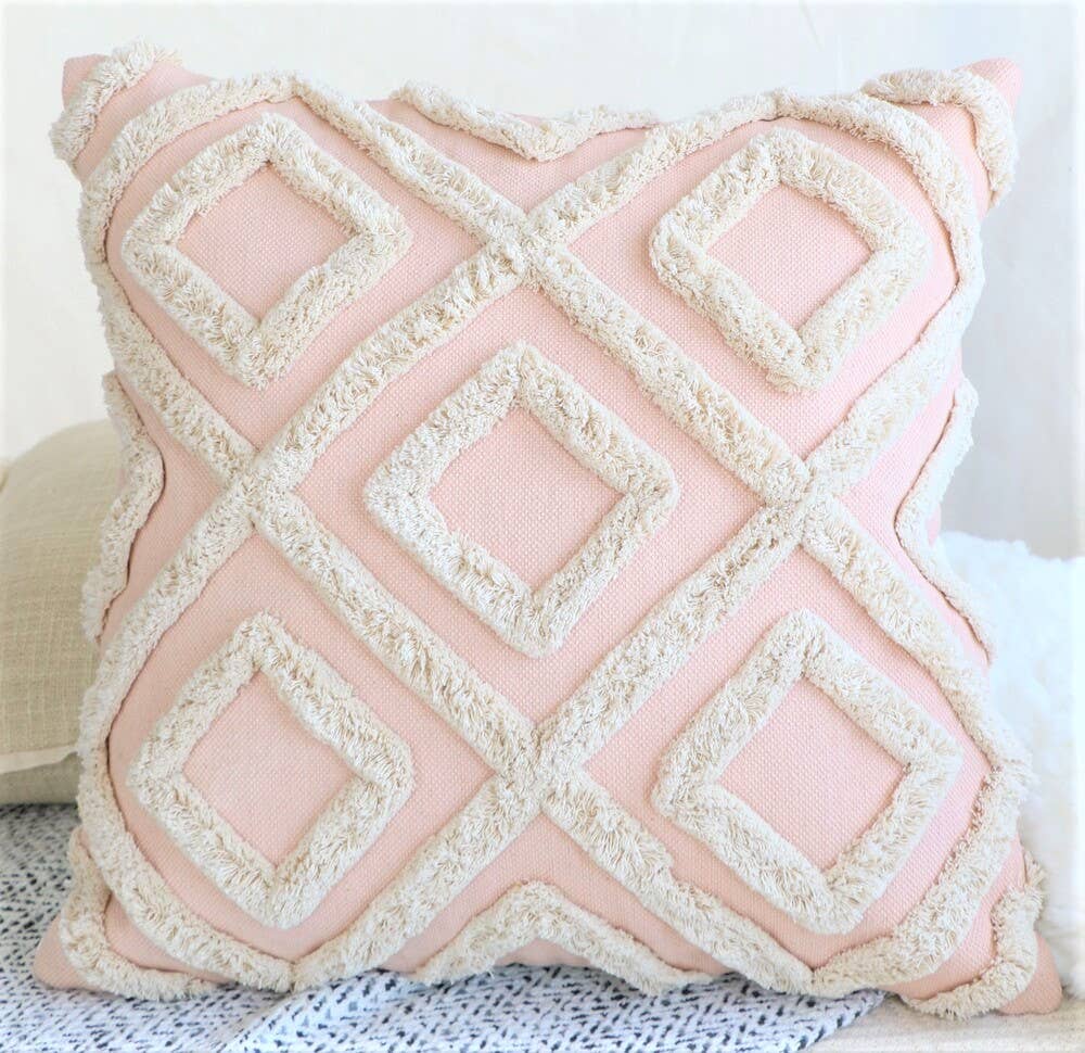 Koze - June Boho Pink Textured Pillow Cover
