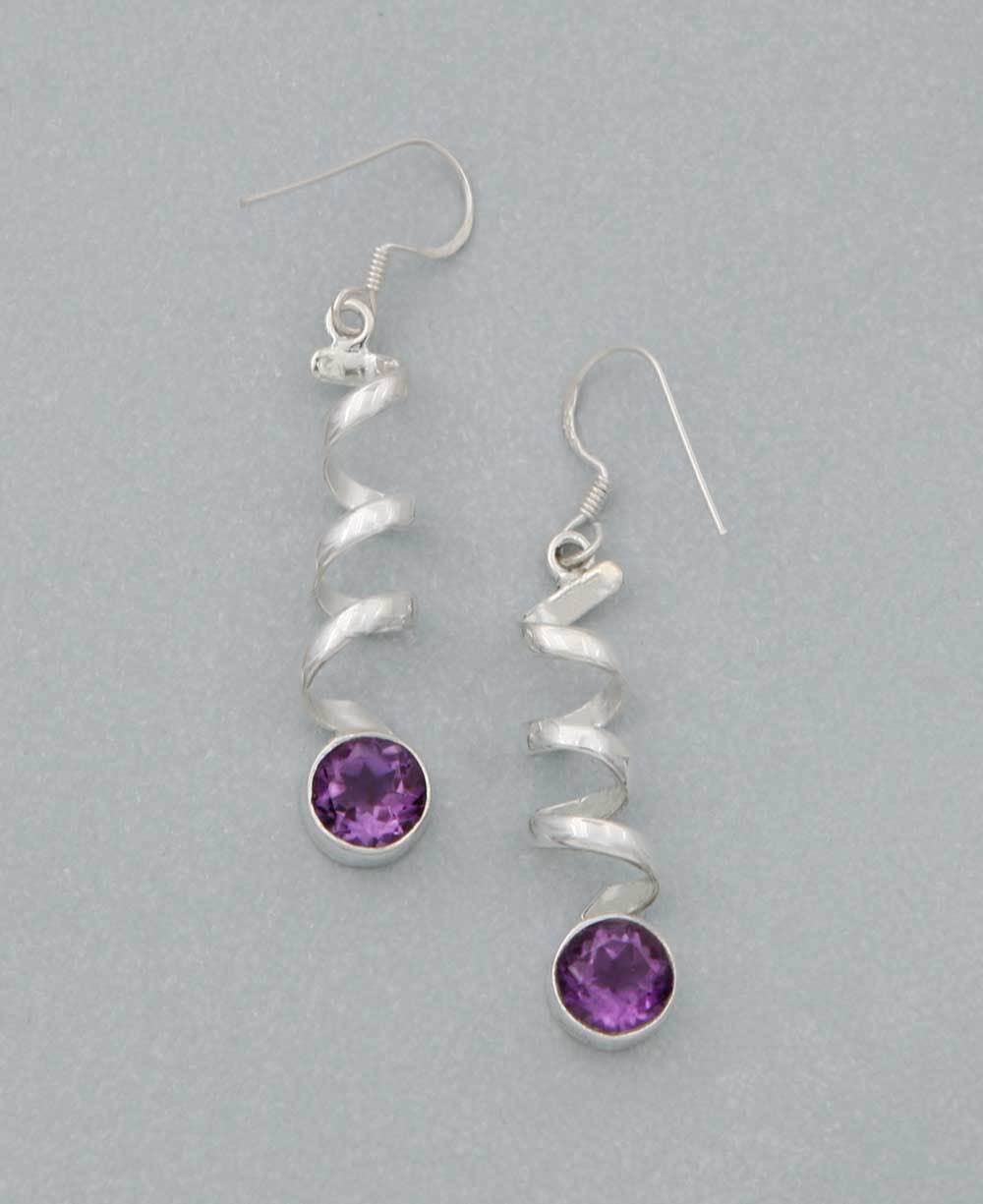 Culture Spot - Sterling Silver and Amethyst Spiral Earrings