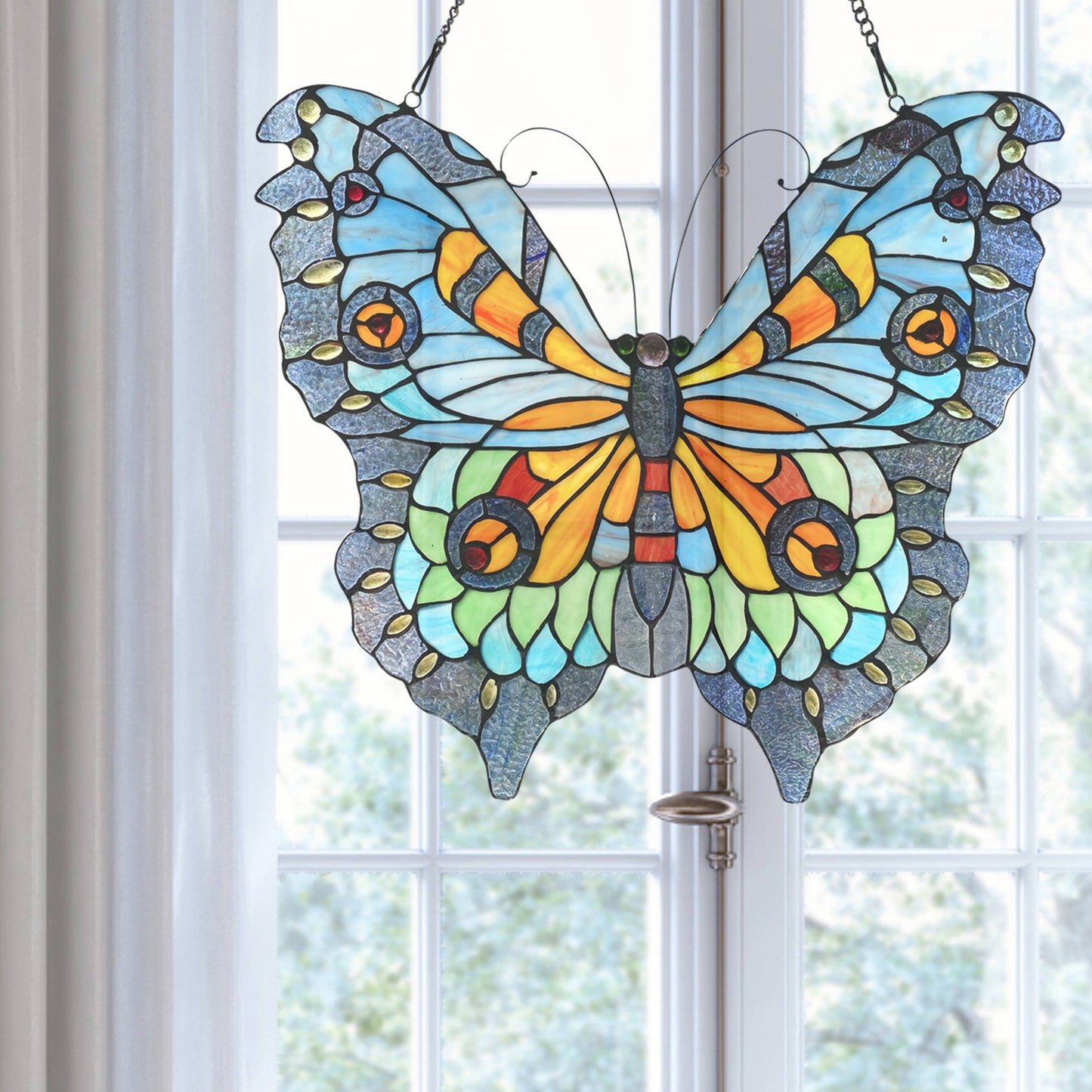 20.5"H Luisa Blue Butterfly Window Panel
