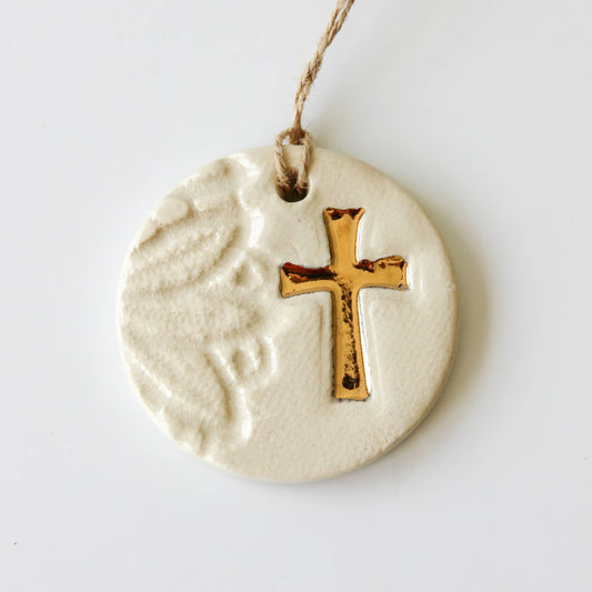 Prodigal Pottery - Gold Leaf Cross Ornament