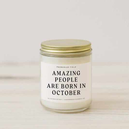 Amazing People Are Born In October Candle
