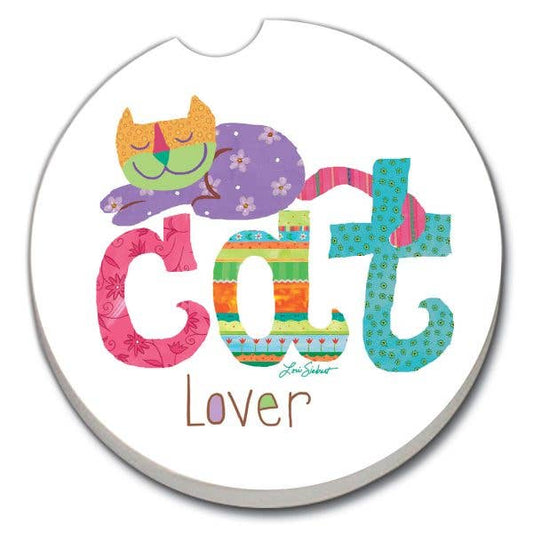 CounterArt and Highland Home - Cat Lover Absorbent Stone Car Coaster 1 Pk