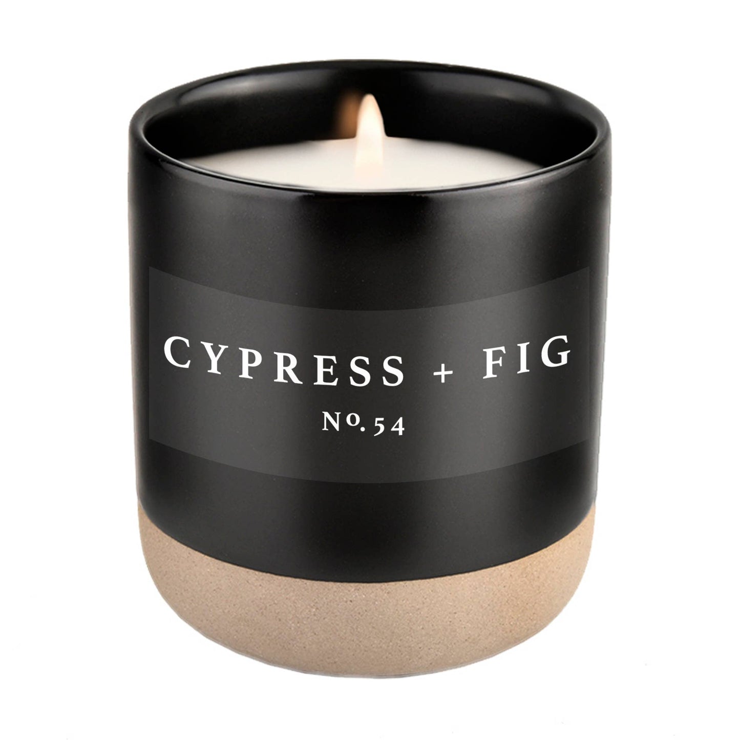 Sweet Water Decor - Cypress and Fig Soy Candle - Black Stoneware Jar - 12 oz