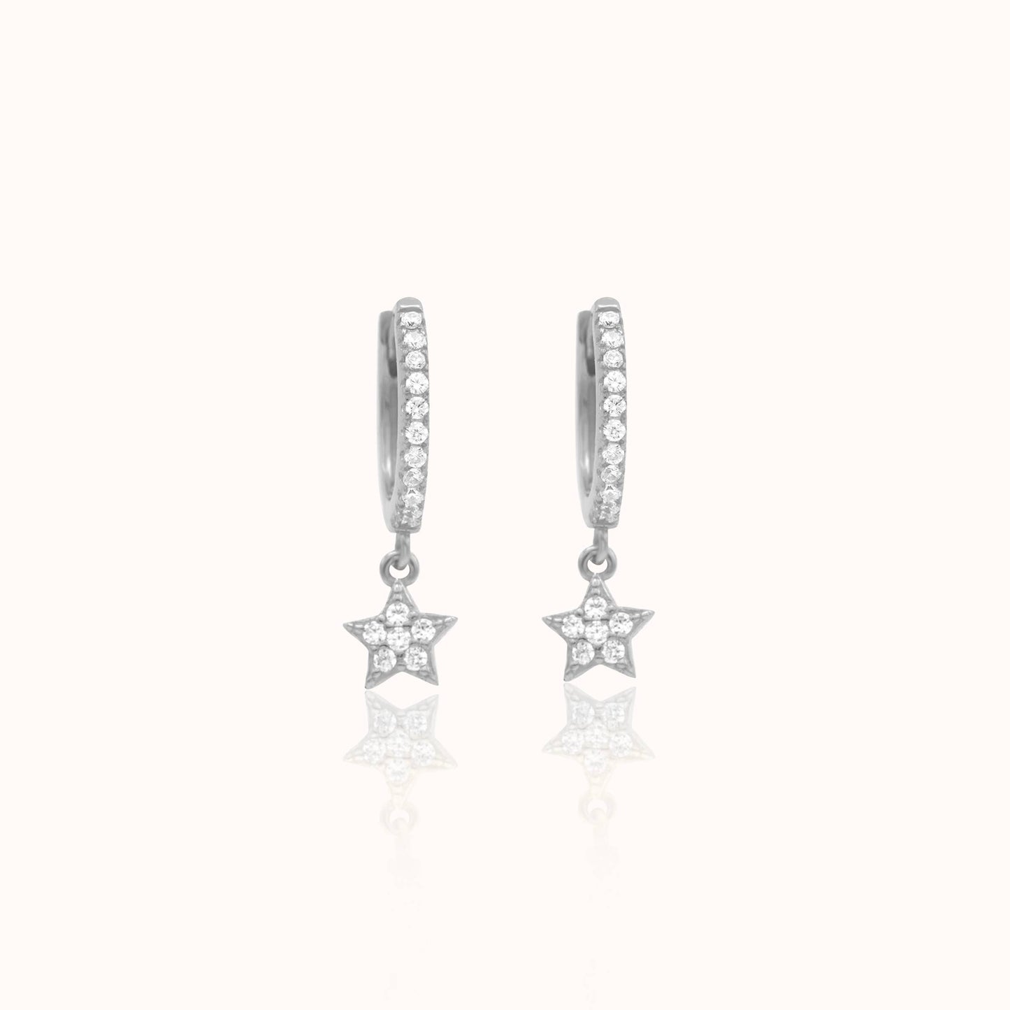 DOVIANA - CZ Star Hoop Earrings