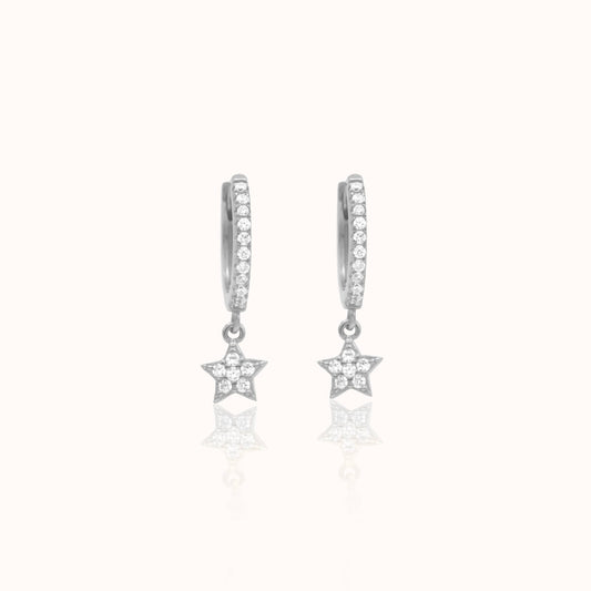 DOVIANA - CZ Star Hoop Earrings