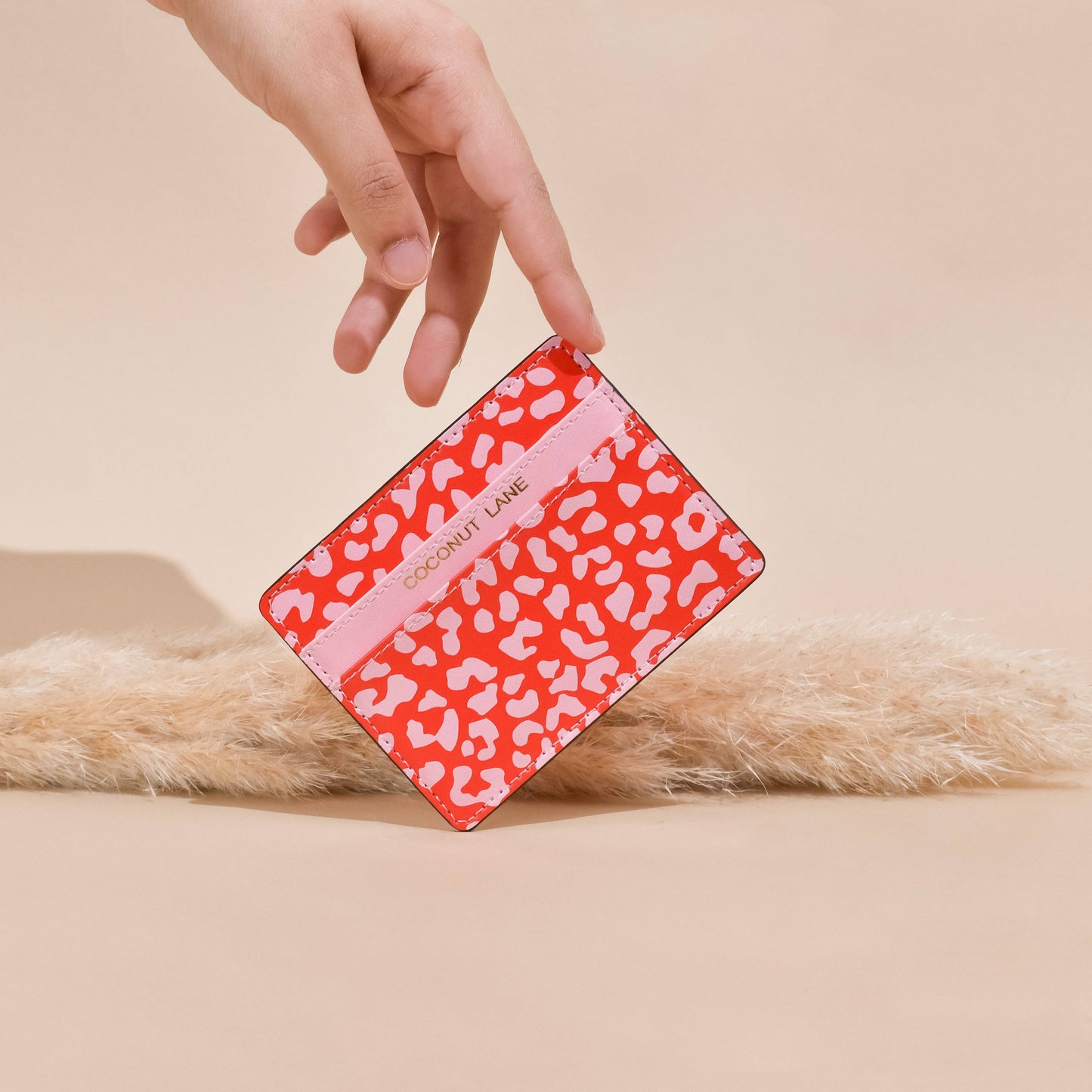 Red & Pink Leopard Card Holder by Coconut Lane