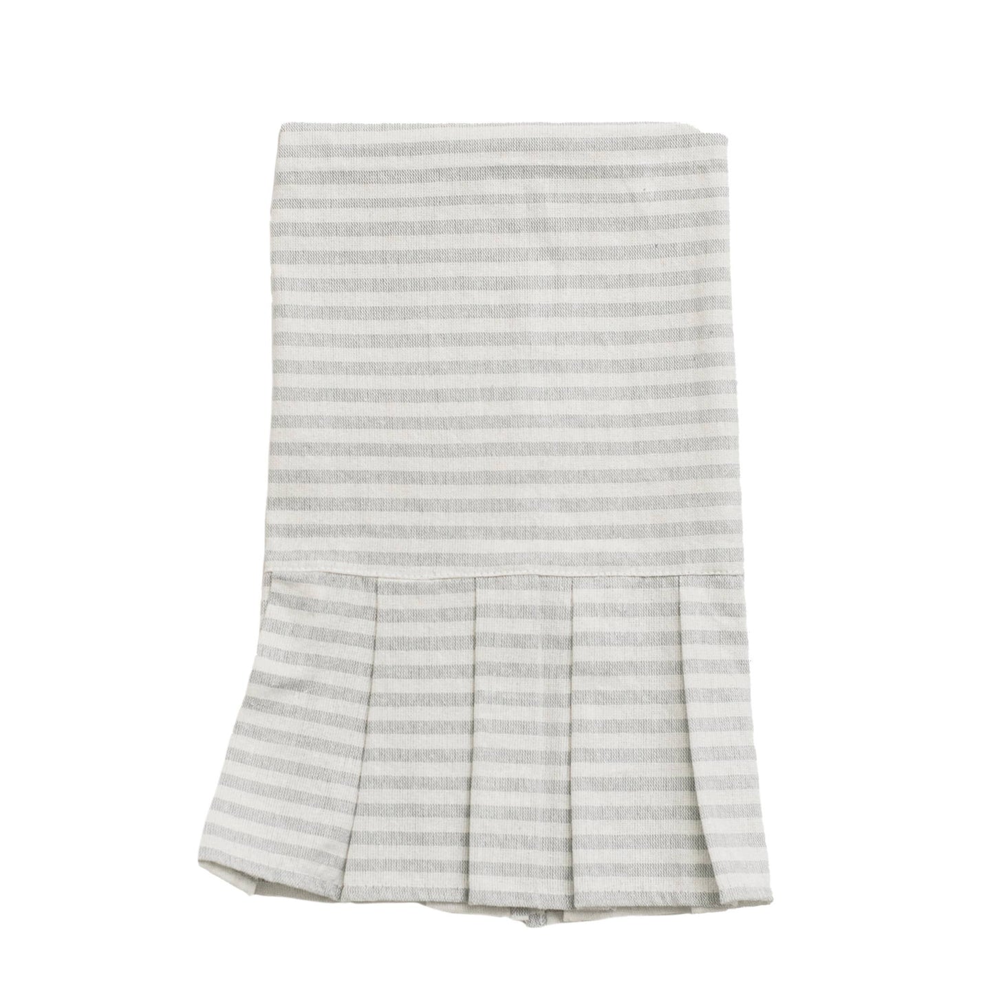 Sweet Water Decor - Striped Tea Towel with Ruffle - Cream with Grey Stripes