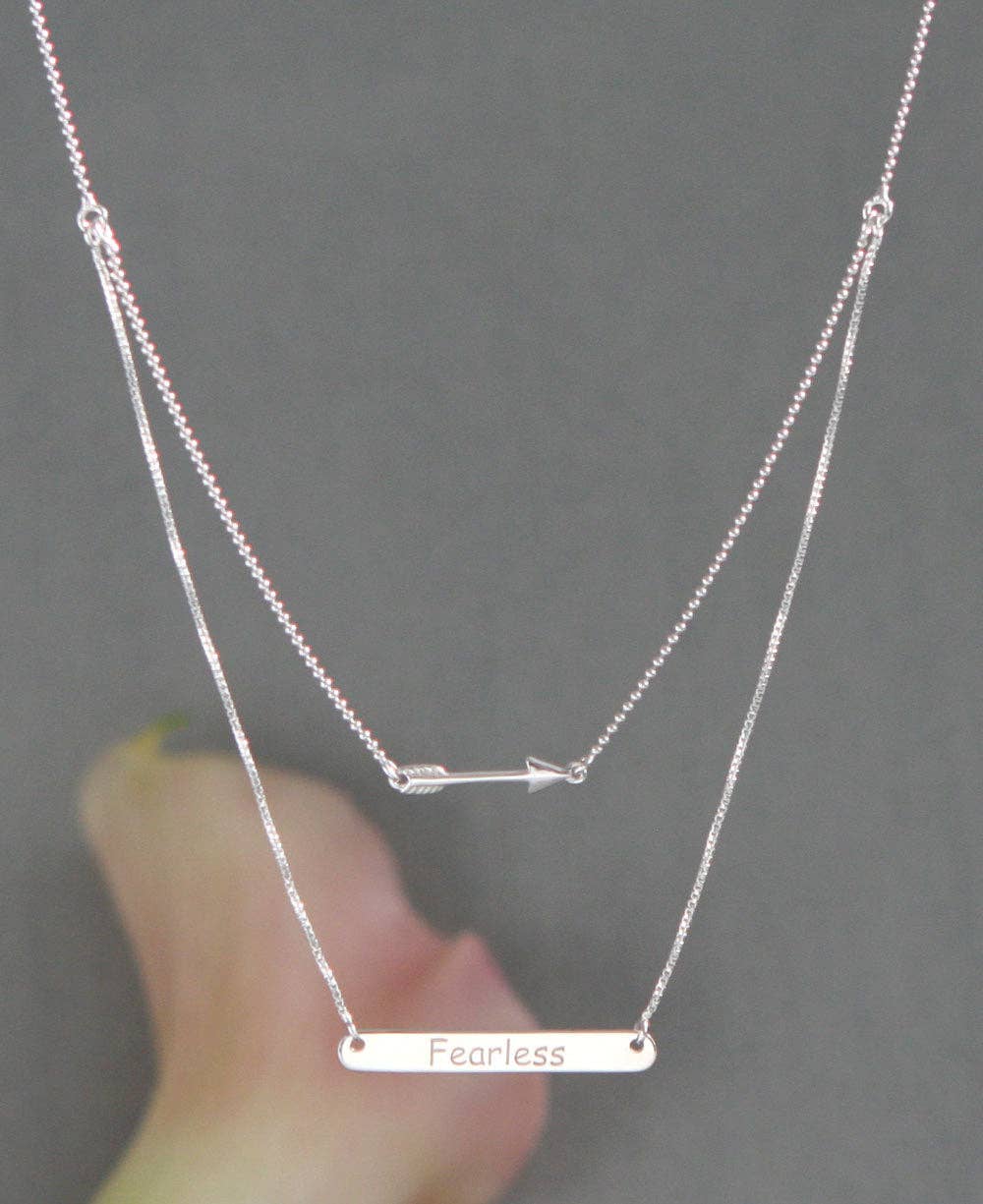 Culture Spot - Inspirational Sterling Silver Layer Necklace, Fearless