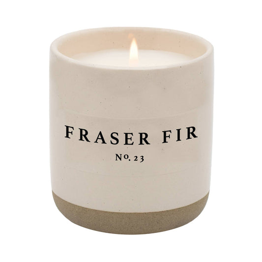 Sweet Water Decor - Fraser Fir Soy Candle - Cream Stoneware Jar - 12 oz