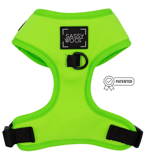 Dog Adjustable Harness - Neon Green: S