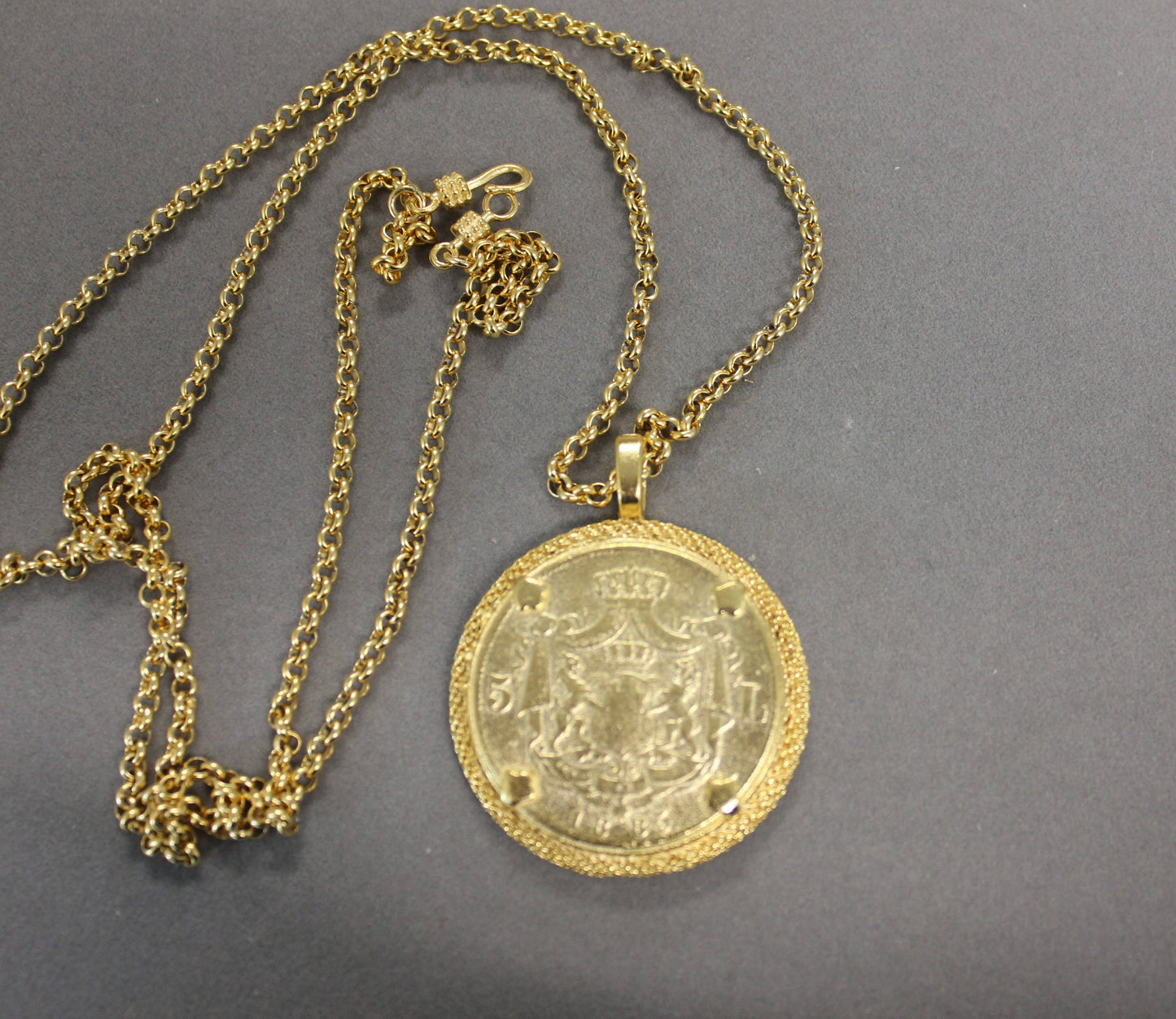 French Inspired Necklace Vintage Coin